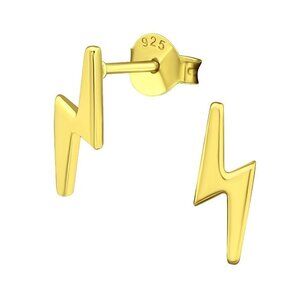 14k Gold Studs Thunderbolt Earrings 11mm